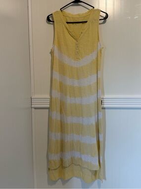Chic new directions Yellow and White Striped v neck Maxi Dress